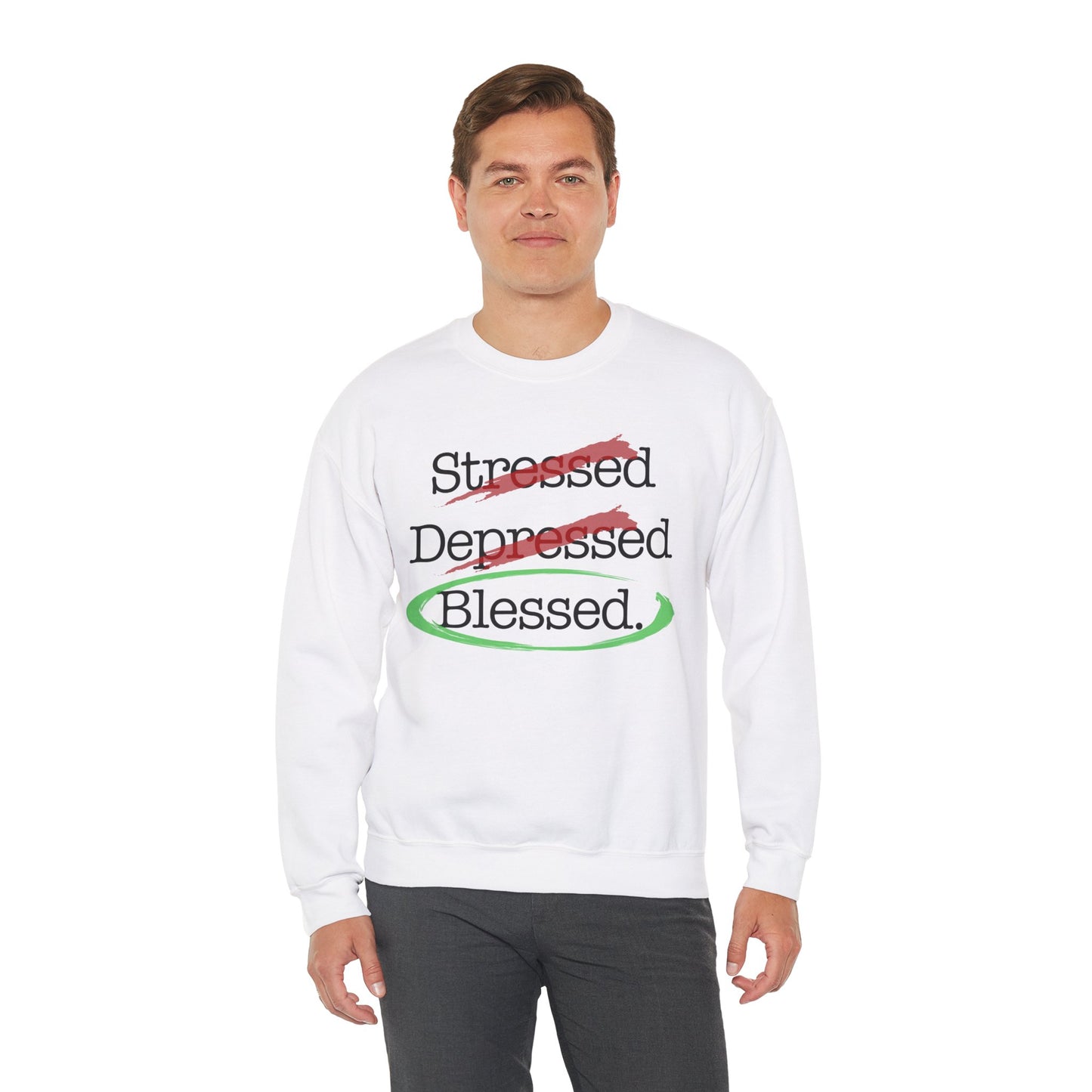 Stressed, Depressed, Blessed - Unisex Heavy Blend™ Crewneck Sweatshirt