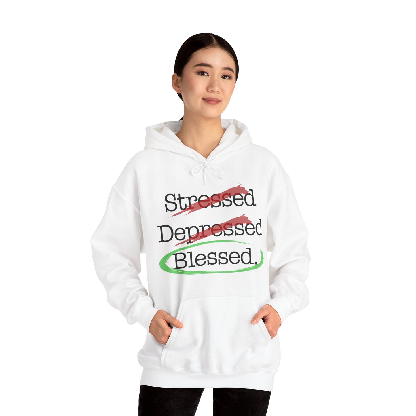 Stressed, Depressed, Blessed - Unisex Heavy Blend™ Hooded Sweatshirt