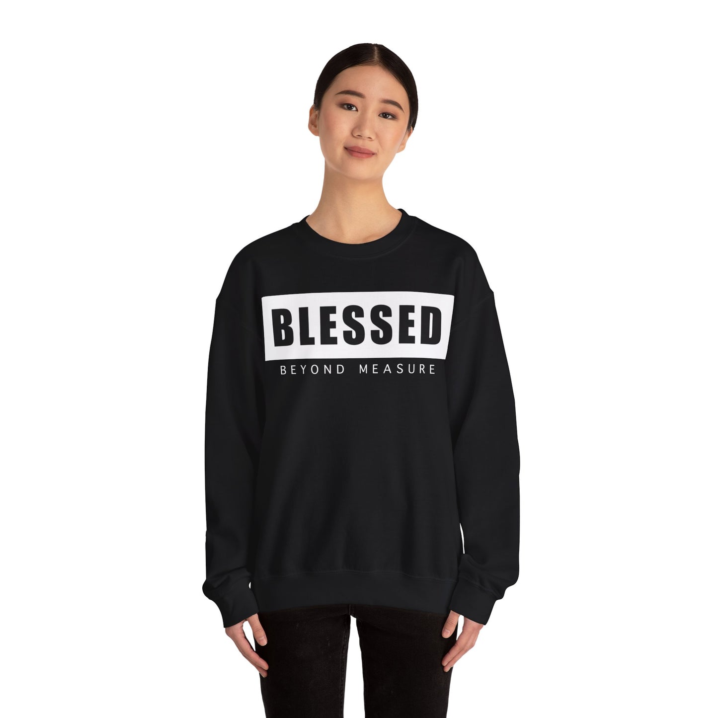Blessed Beyond Measure (Black) - Unisex Heavy Blend™ Crewneck Sweatshirt