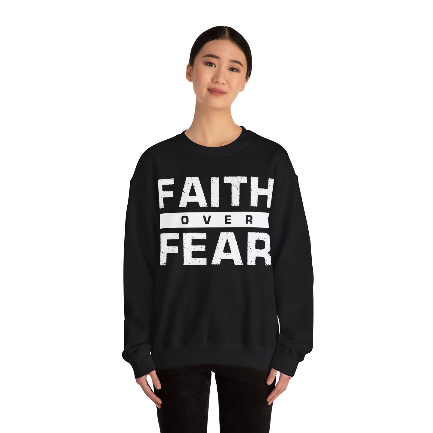 Faith Over Fear (Black) Unisex Heavy Blend™ Crewneck Sweatshirt