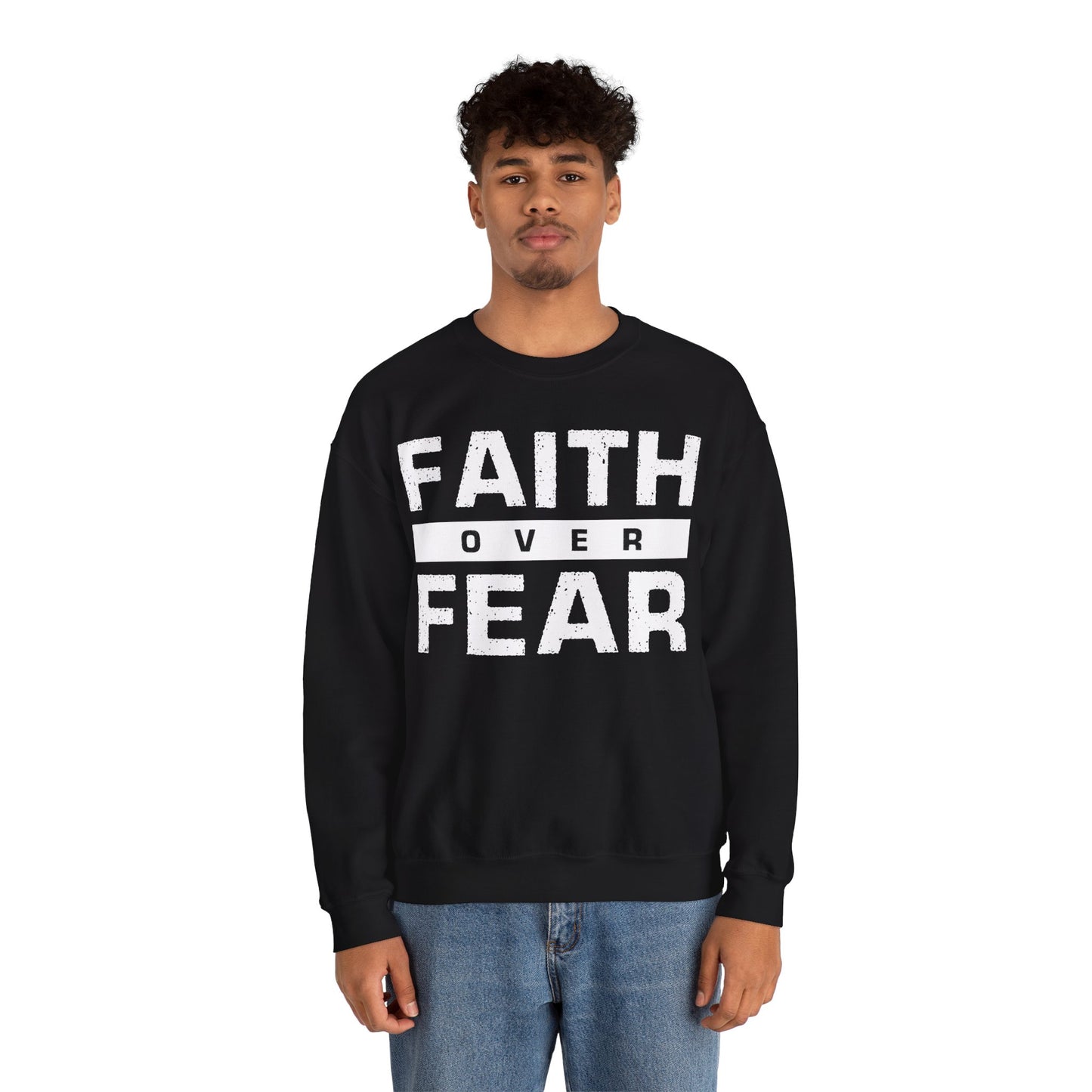 Faith Over Fear (Black) Unisex Heavy Blend™ Crewneck Sweatshirt