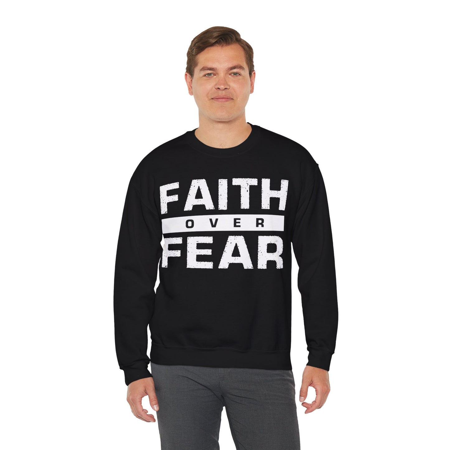 Faith Over Fear (Black) Unisex Heavy Blend™ Crewneck Sweatshirt
