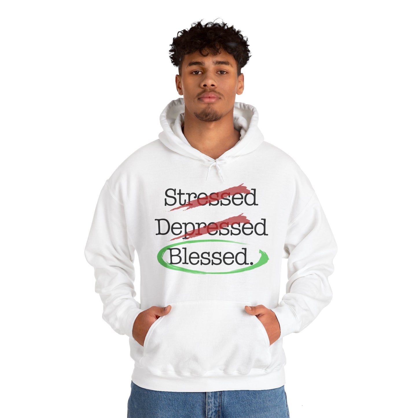 Stressed, Depressed, Blessed - Unisex Heavy Blend™ Hooded Sweatshirt