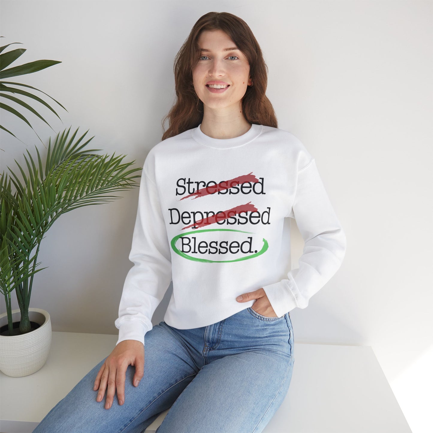 Stressed, Depressed, Blessed - Unisex Heavy Blend™ Crewneck Sweatshirt