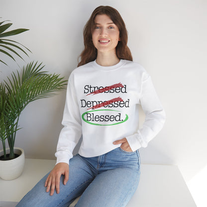 Stressed, Depressed, Blessed - Unisex Heavy Blend™ Crewneck Sweatshirt