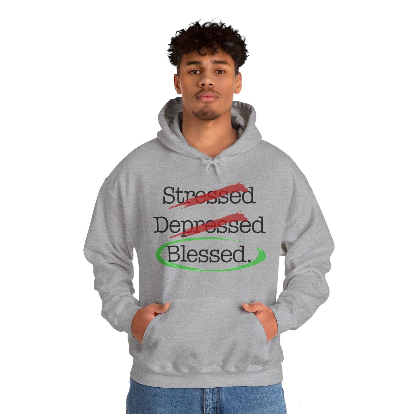 Stressed, Depressed, Blessed - Unisex Heavy Blend™ Hooded Sweatshirt