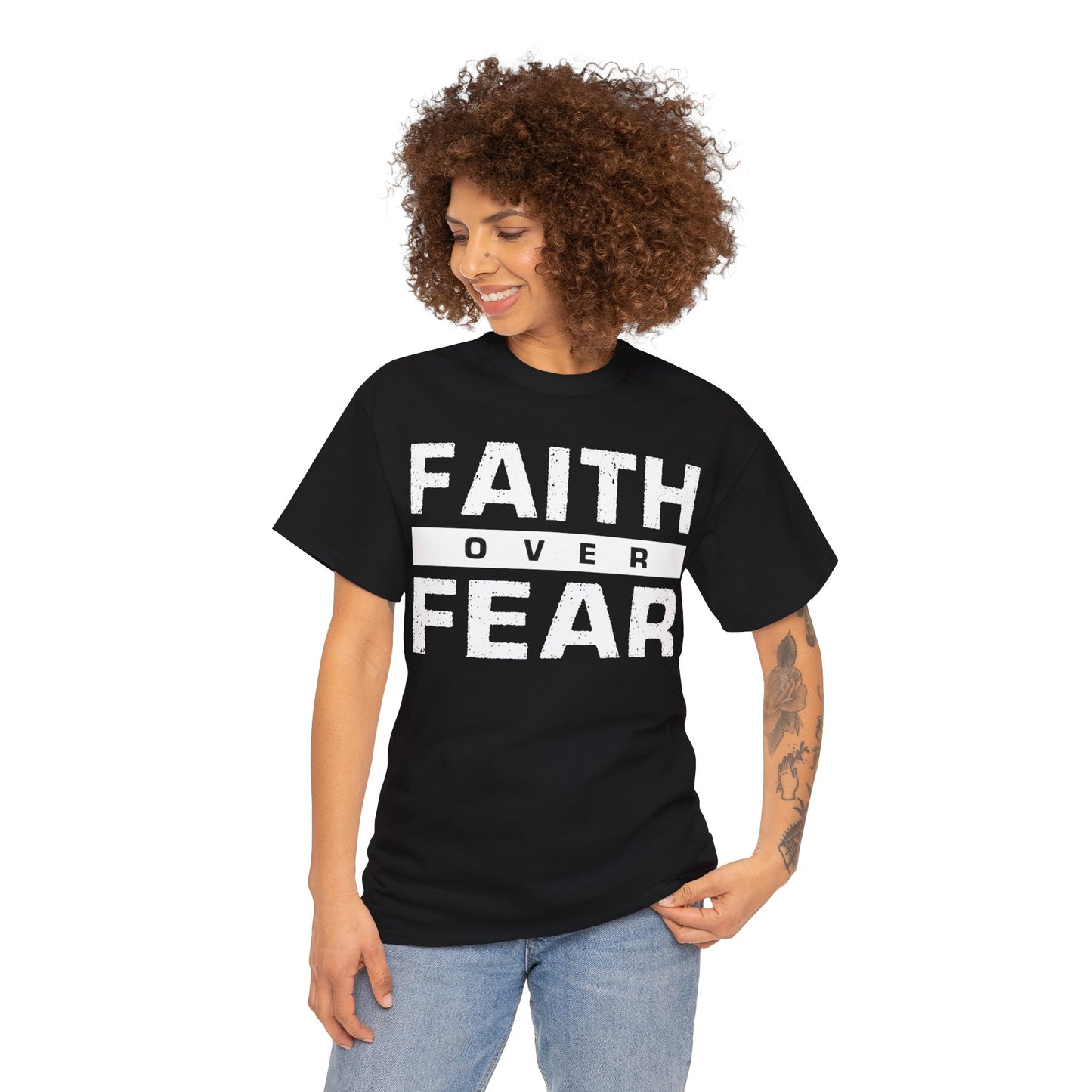Faith Over Fear (Black) - Unisex Heavy Cotton Tee