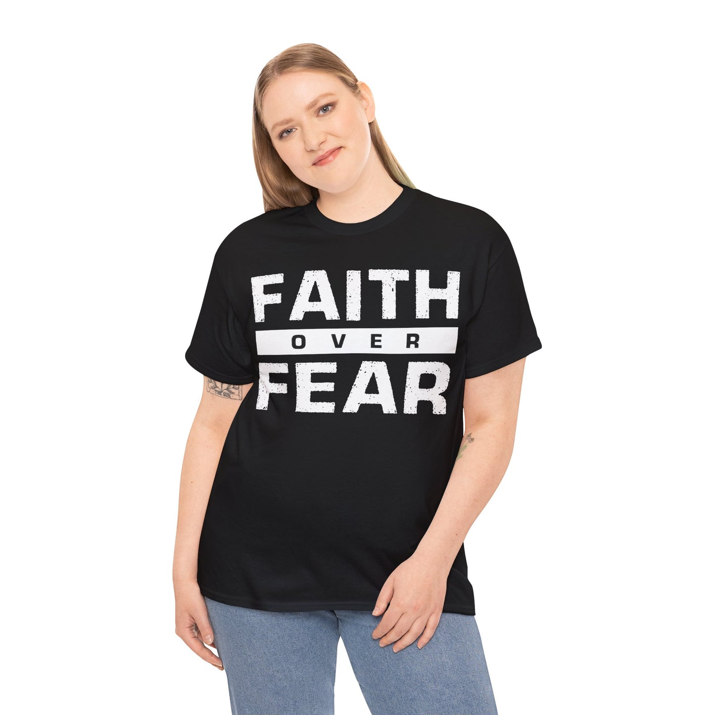 Faith Over Fear (Black) - Unisex Heavy Cotton Tee