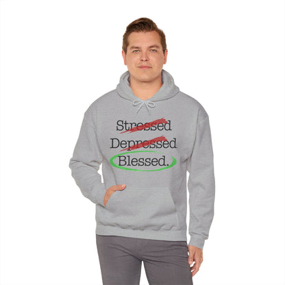 Stressed, Depressed, Blessed - Unisex Heavy Blend™ Hooded Sweatshirt