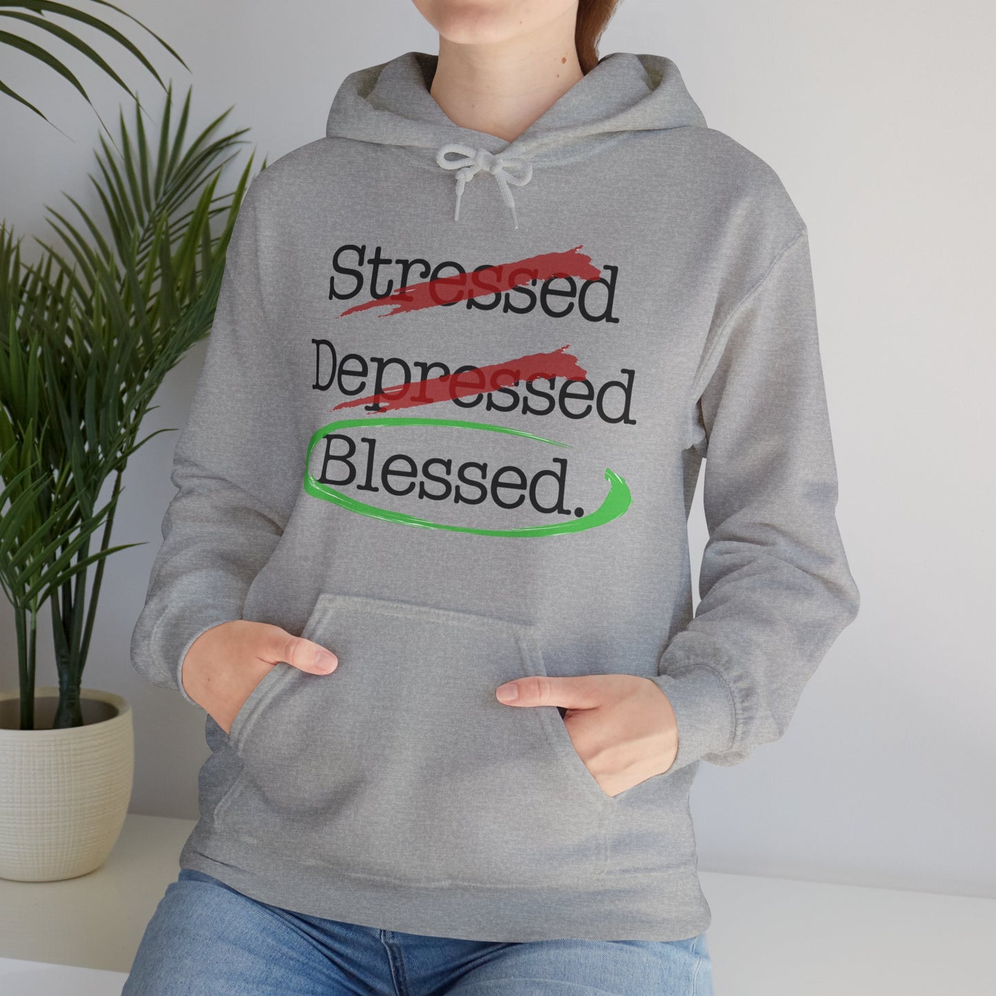 Stressed, Depressed, Blessed - Unisex Heavy Blend™ Hooded Sweatshirt