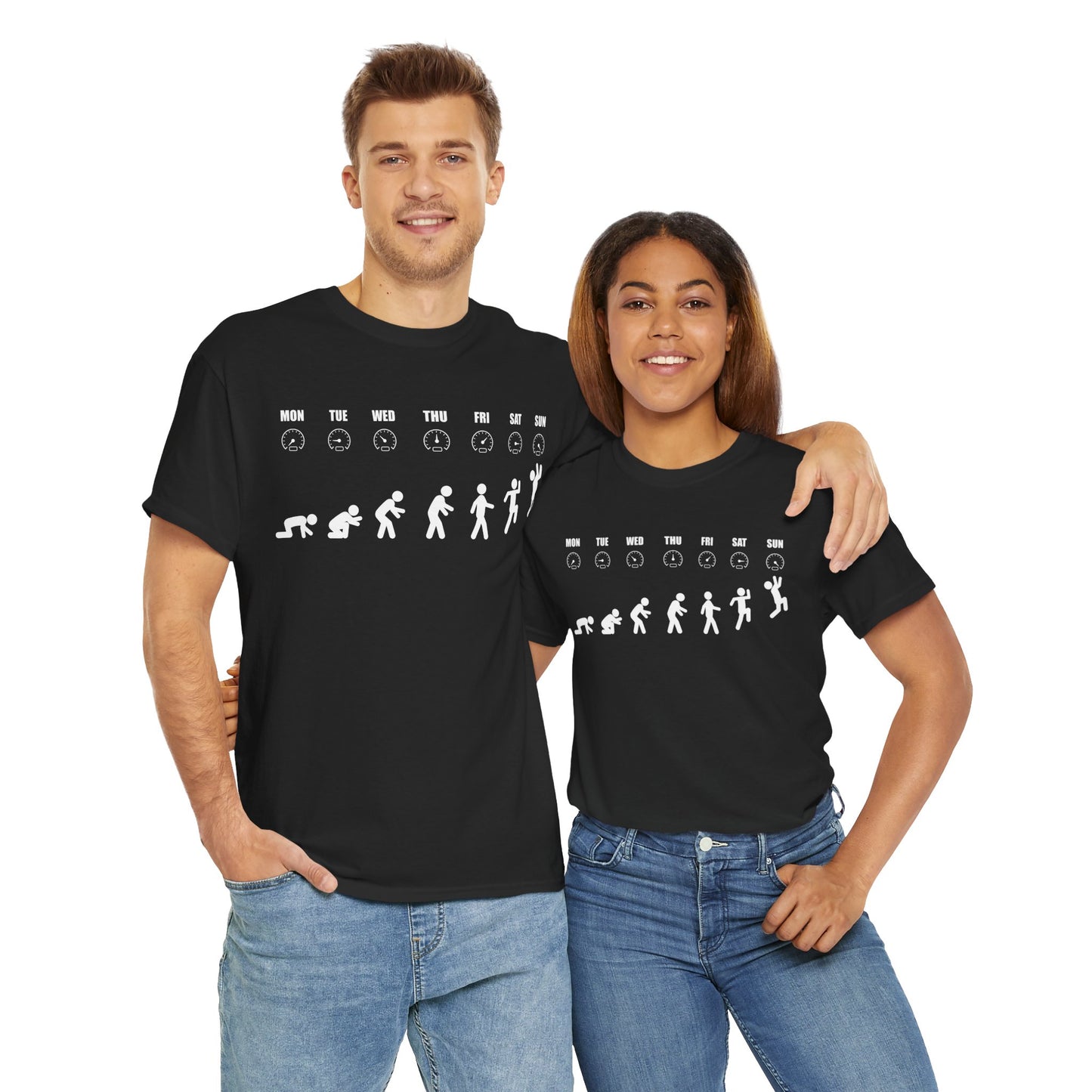 Humorous Evolution Stick Figure - Unisex Graphic Tee