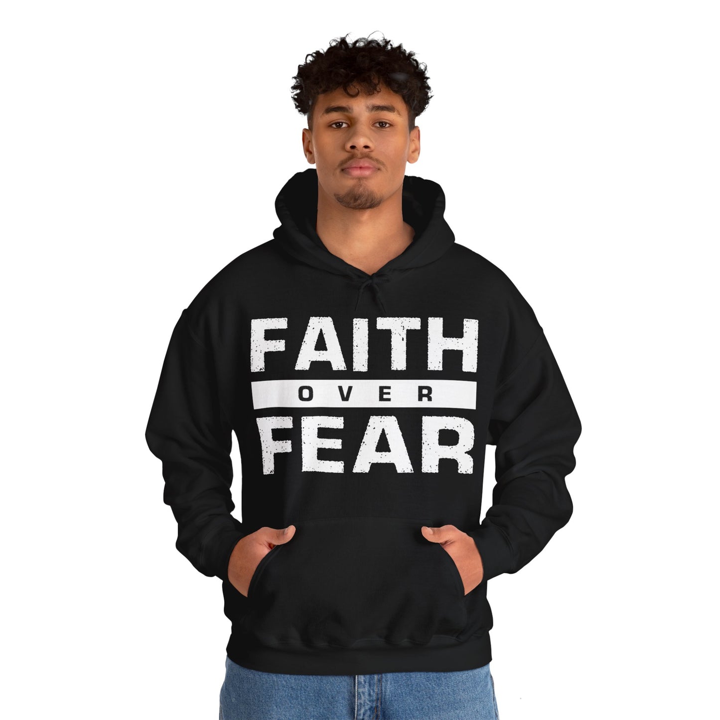 Faith Over Fear (Black) - Unisex Heavy Blend™ Hooded Sweatshirt