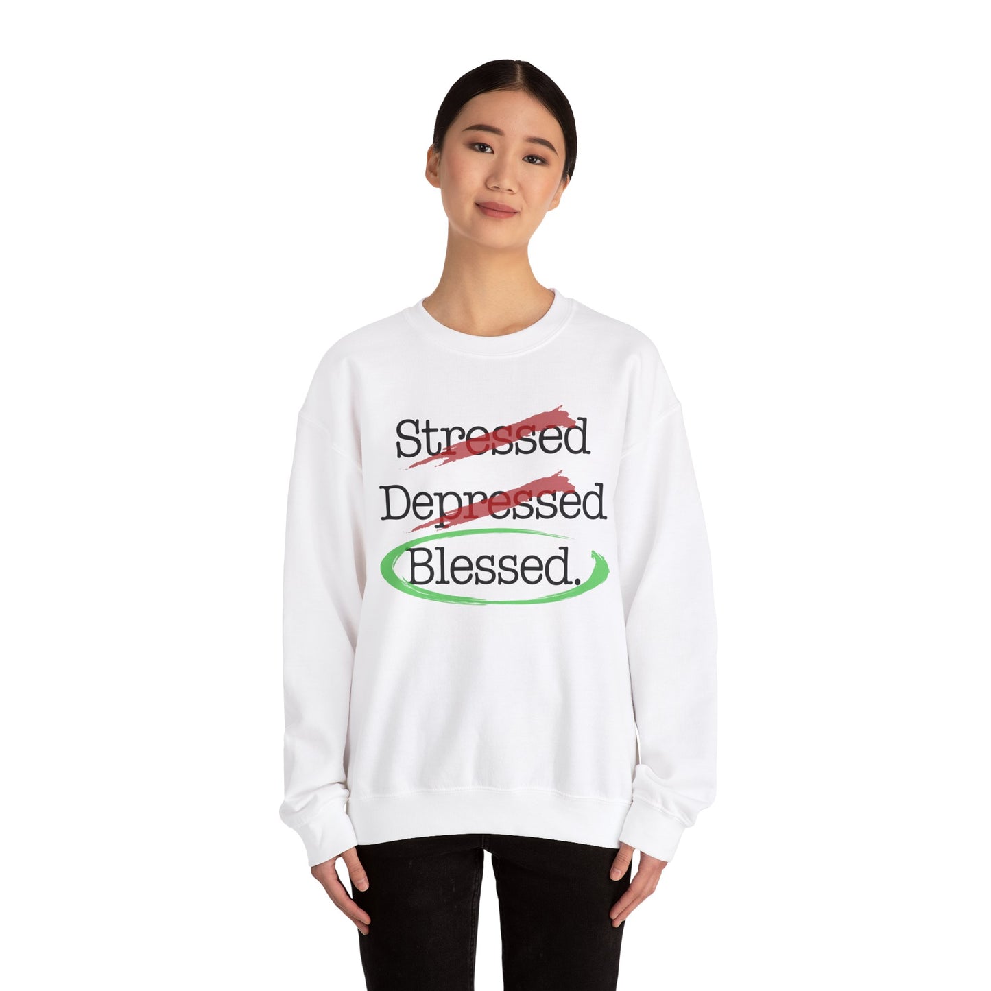Stressed, Depressed, Blessed - Unisex Heavy Blend™ Crewneck Sweatshirt