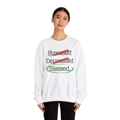 Stressed, Depressed, Blessed - Unisex Heavy Blend™ Crewneck Sweatshirt