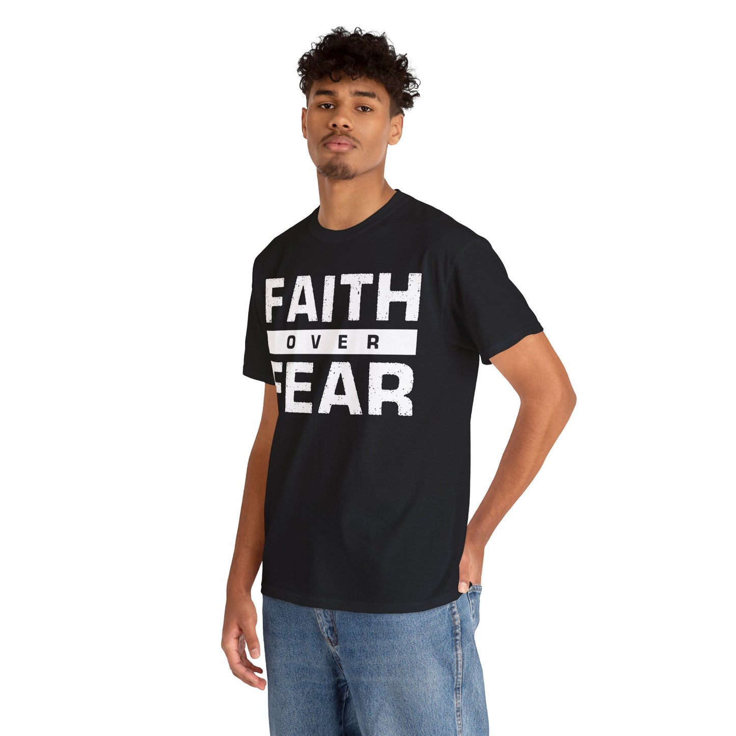 Faith Over Fear (Black) - Unisex Heavy Cotton Tee