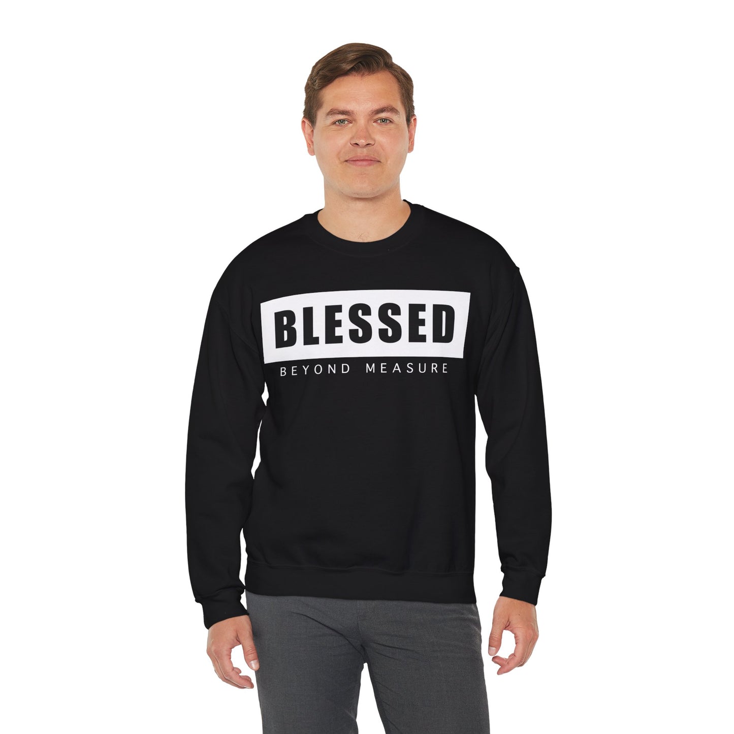 Blessed Beyond Measure (Black) - Unisex Heavy Blend™ Crewneck Sweatshirt