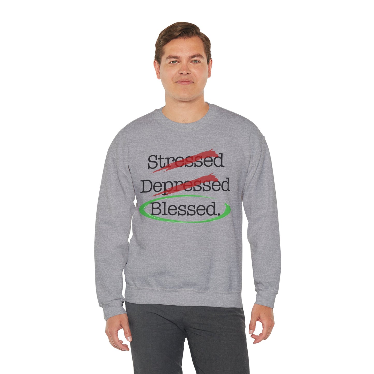 Stressed, Depressed, Blessed - Unisex Heavy Blend™ Crewneck Sweatshirt