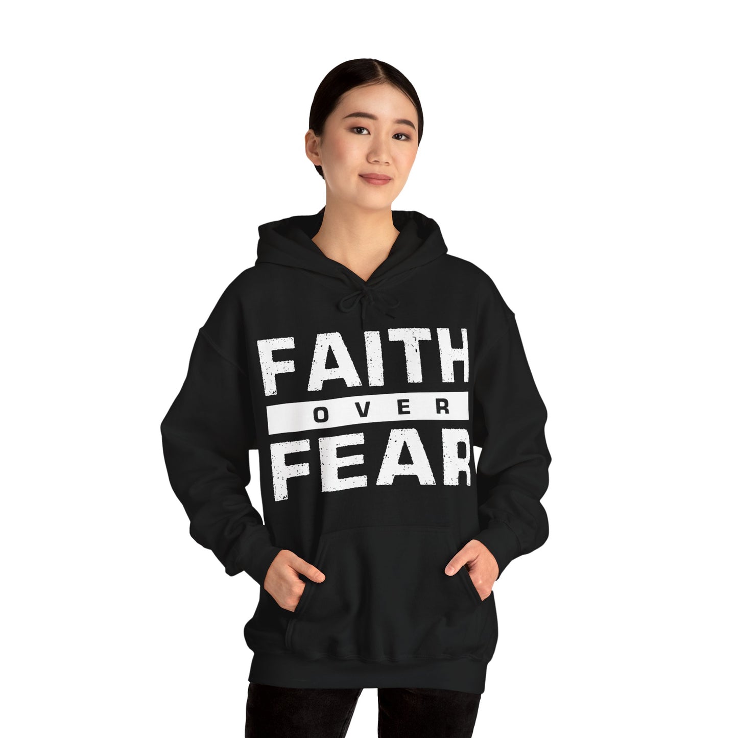 Faith Over Fear (Black) - Unisex Heavy Blend™ Hooded Sweatshirt