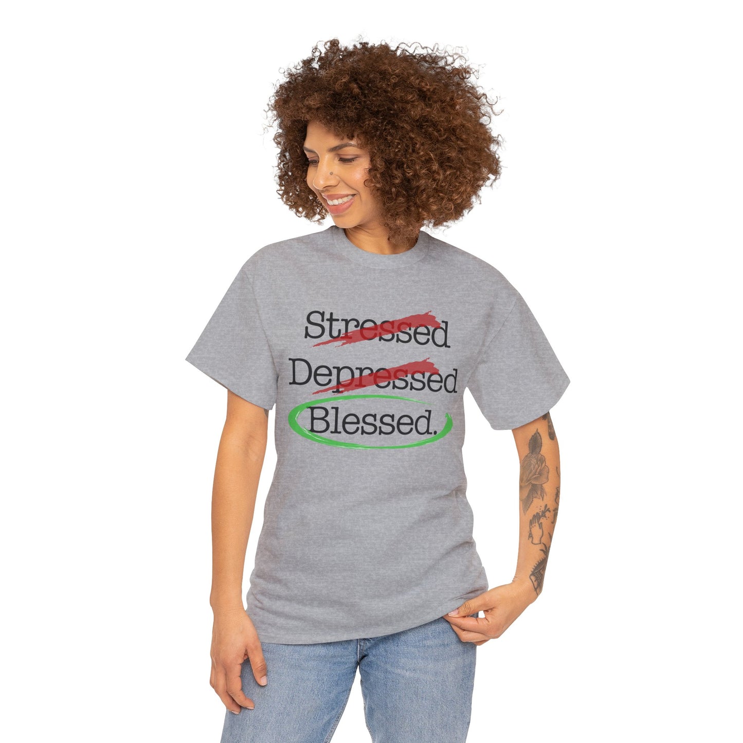 Stressed, Depressed, Blessed - Unisex Heavy Cotton Tee