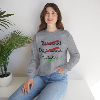Stressed, Depressed, Blessed - Unisex Heavy Blend™ Crewneck Sweatshirt