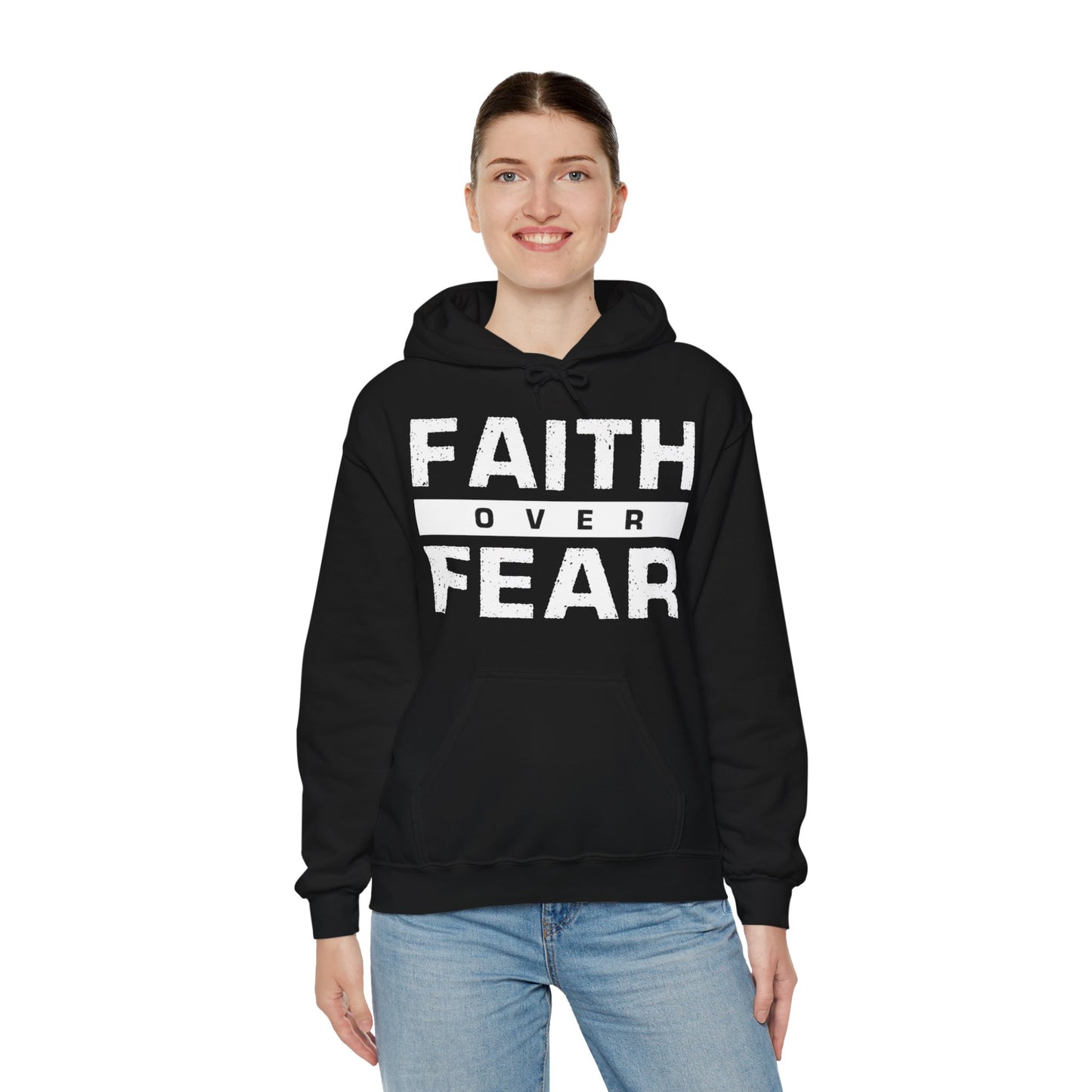 Faith Over Fear (Black) - Unisex Heavy Blend™ Hooded Sweatshirt